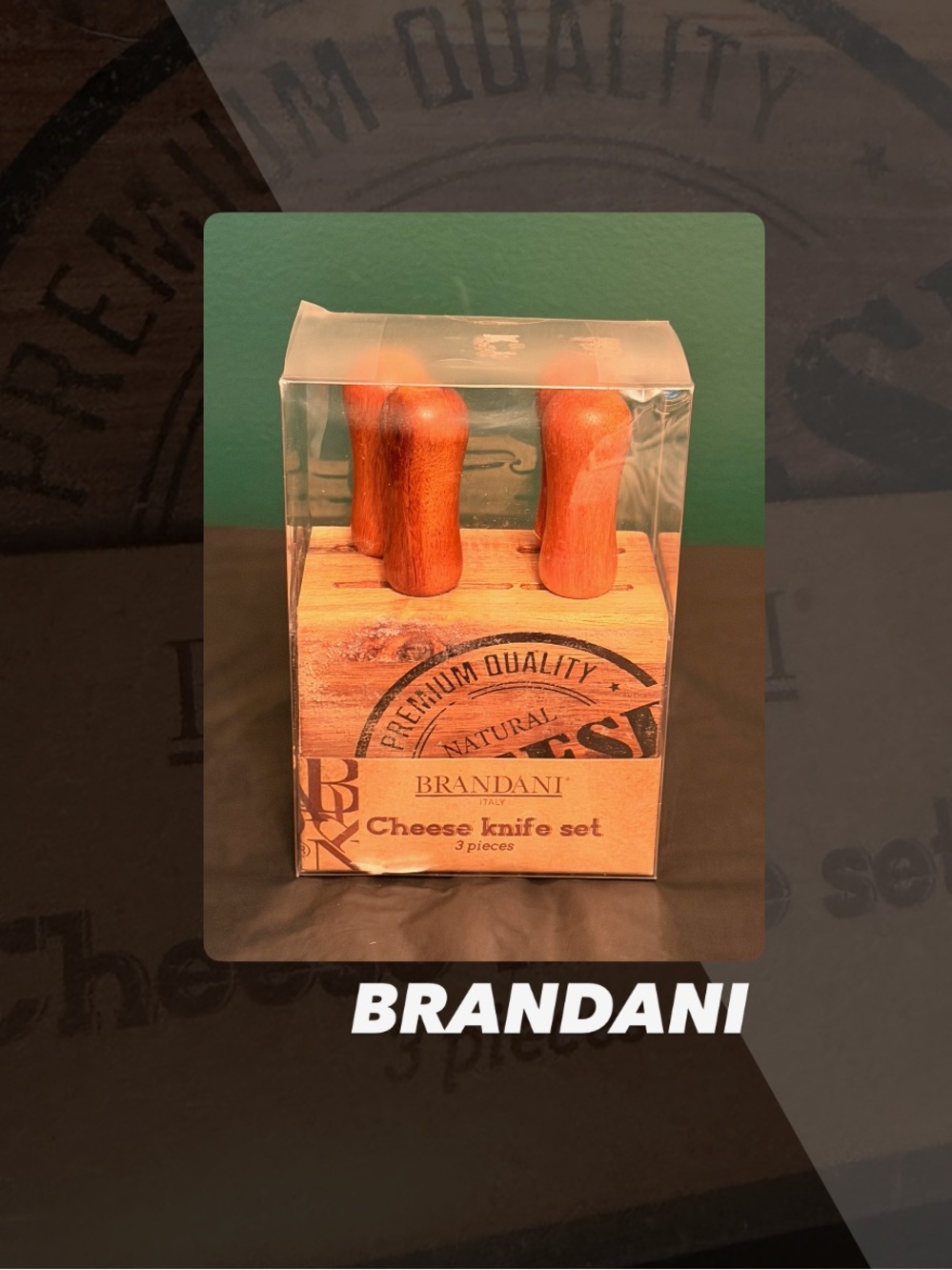 NIB Brandani 3 Piece Cheese Knife Set